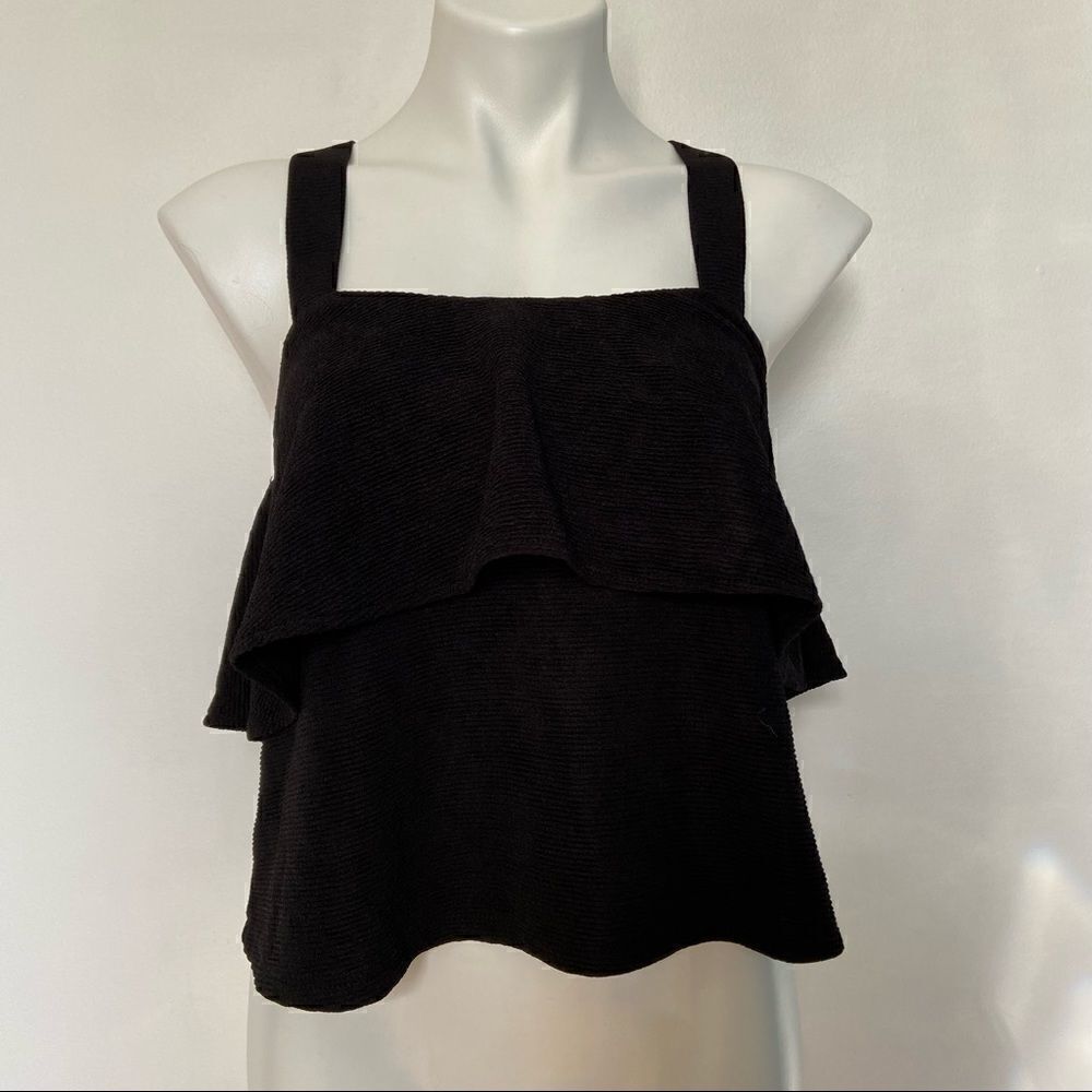 Texture & Thread Tiered Tank Top Black